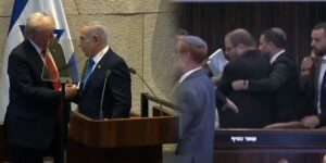 trump konusurken israil meclisinde eylem ulkemiz soykirim yapiyor diyerek protesto ettiler Date19Cu.jpg